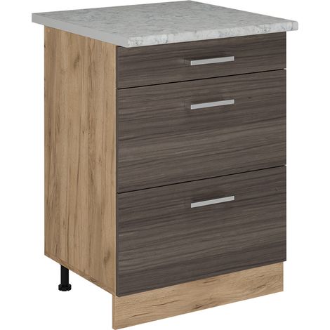 Mobiletto base per cucina R-Line, Grigio nobile, 60 cm PL Marmo, Vicco
