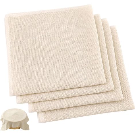 Lot de 4 Torchons, Gaze 50x50 cm, Coton Non Blanchi, Filtration Alimentaire, Cuisine