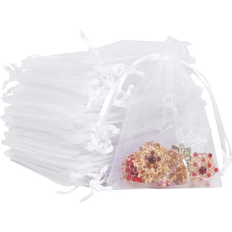 Weiße Organzasäckchen 50er-Set – Elegante Accessoire-Beutel für Schmuck & Geschenke