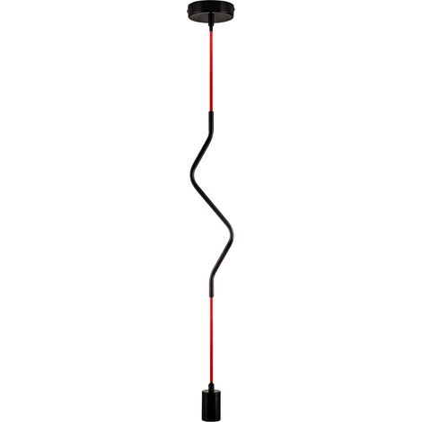 Paco Home Deckenlampe Pendelleuchte Vintage Industrial Wohnzimmer Und Schlafzimmer E27 ohne Leuchtmittel, Schwarz Rot