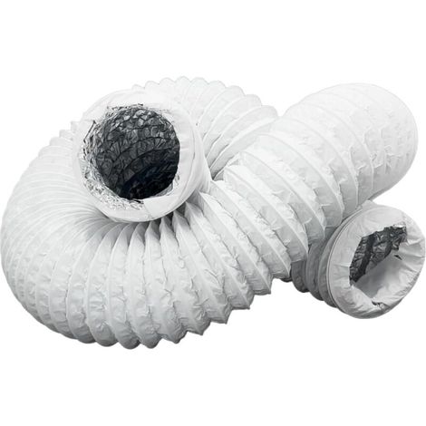 Tuyau d'évacuation flexible - Avec aluminium - Isolation en PVC - Tuyau flexible - Sortie d'aération - Pour climatisation, sèche-linge (Blanc, Ø 150mm - 6M) (1/4)
