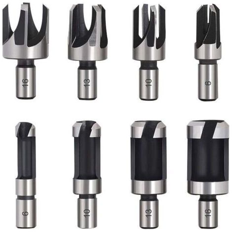 Tourillon Bois 8PCS HSS Foret Bois Fraise à Bouchonner Bois outil de coupe bois Mèches des Bouchons Wood Plug Cutter Drill Bits 6mm /10mm/13mm/16mm Petite Fraise Bois Pour Perceuse (1/3)