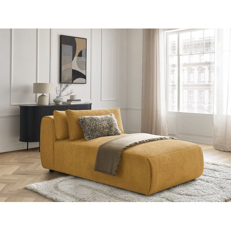 BOBOCHIC - Méridienne avec têtière pour canapé modulable JANA tissu texturé Jaune (1/5)