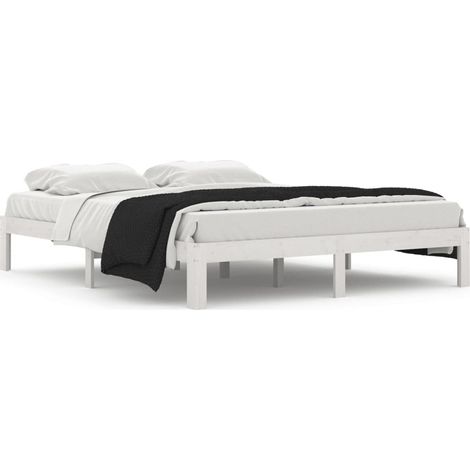 Lit Blanc Bois de pin massif 160x200 8 (1/5)