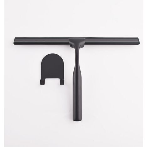 Duschabzieher aus Edelstahl mit starkem Saugnapfhaken für Badezimmer, Küche, Spiegel, Auto, Fenster und Glas, 25,4 cm, Schwarz.