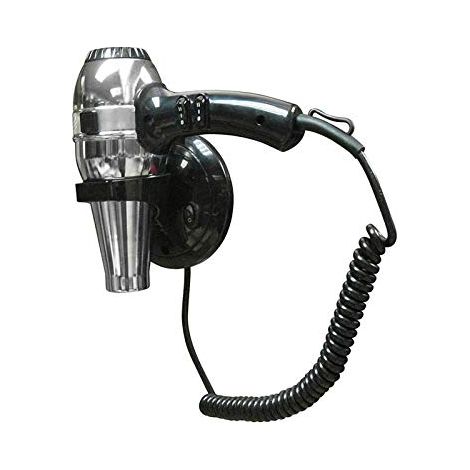 Asciugacapelli professionale phon da parete a muro nero cromato nofer 02057