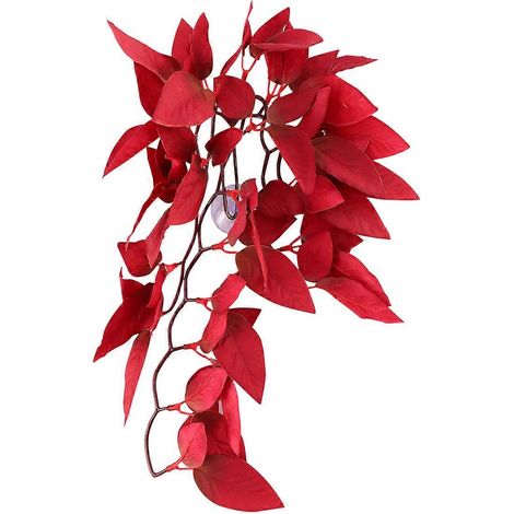 Plante artificielle réaliste en rotin, idéale pour aquarium, décoration en rotin, plante d'intérieur pour la maison, le bureau, un magasin ou un bar (rouge) (1/4)