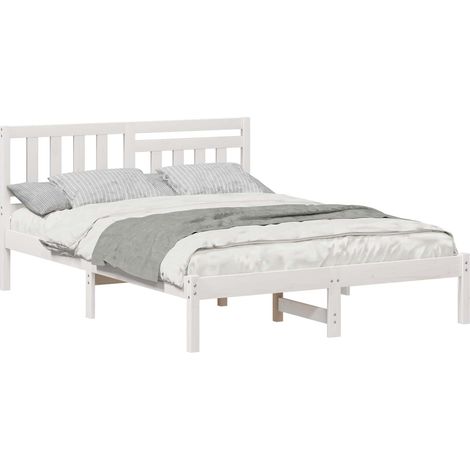 Maison Exclusive - Struttura del letto Bianco 140 x 190 cm Pino massello