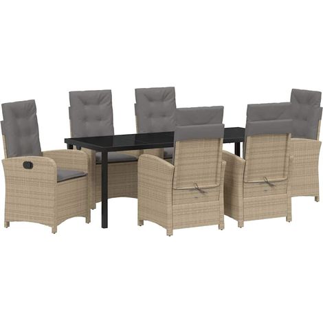 Maison Exclusive - Set da Pranzo per Giardino con cuscino 7 pcs Beige polyrattan