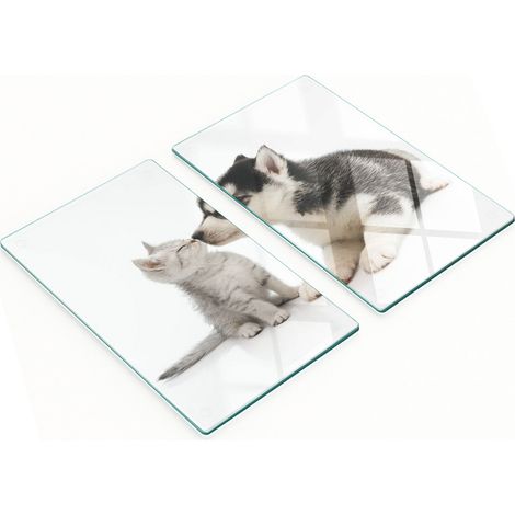 Tavole decorative multifunzionali da cucina in legno temperato con motivo cane e gatto, 2x30x52 cm (1/5)