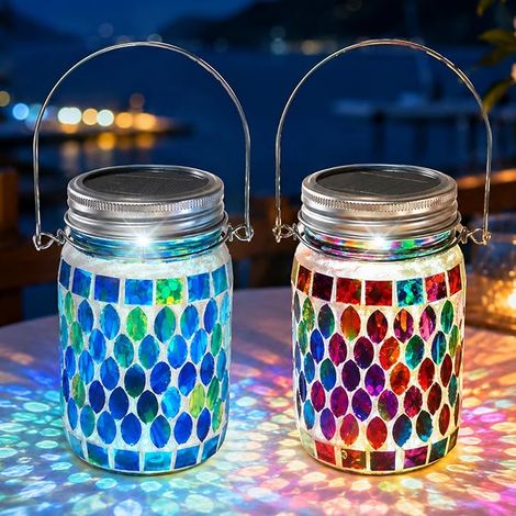 2 Pièces Lampes Solaires Pour L'extérieur, Lampes Solaires D'extérieur, Lanternes À Énergie Solaire, Lampe Solaires De Jardin Lampe Solaire Mosaïque Pour L'extérieur Pour Extérieur, Jardin (1/5)