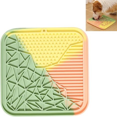 Leckmatte für Hunde mit Saugnäpfen 1 Stück dreifarbiger Mix Leckmatte für Welpen und Katzen geeignet um das Fresstempo von Haustieren zu (1/5)