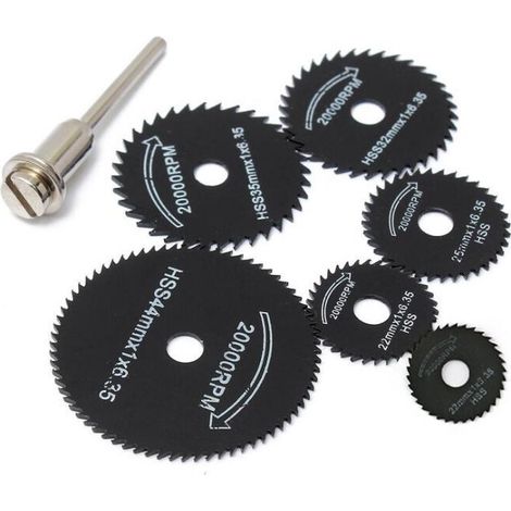 7Pcs Rotary Tool Saw Blades Set (Nitrided Steel) Mini Circular Saw Blade Set, Wood Cutting Discs, Mini Drill with Extension Rod for Dremel Rotary Tools