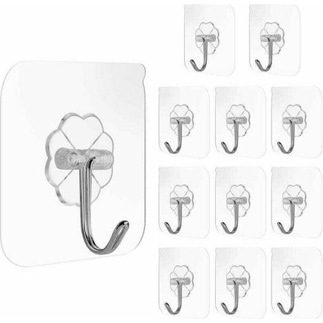 12 Stück Handtuchhalter mit Saugnapf, transparent, selbstklebend, quadratisch, wiederverwendbar, aus Edelstahl, für Küche und Bad
