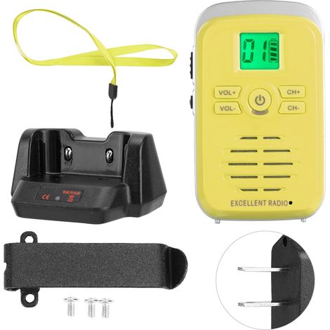 Q3 FM ABS Mini Talkie-Walkie Sans Fil 110-240V 400-470MHz Étanche Ultra-Mince Radio Bidirectionnelle Jaune Prise US (1/5)
