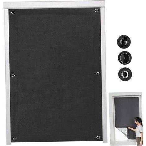 Tenda parasole universale con ventosa, oscurante, 73 x 60 cm, non richiede foratura, facile installazione, parasole per finestre, resistente ai raggi UV, nera (1/5)