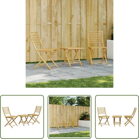 vidaXL Bambusstuhl - 3-tlg. Bistro-Set Bambus (1/5)