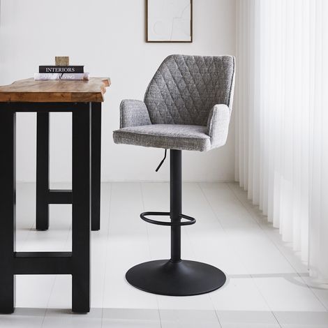 Tabouret de bar hauteur réglable Novan chenille gris (1/5)