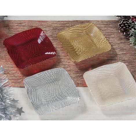 Svuotatasche piattino natale vetro 16 x 16 cm 4 Colori (1/2)
