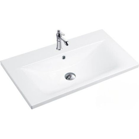 Lavabo consolle d'appoggio in ceramica bianco 81x46.5x18H PLAT840-80 (1/2)