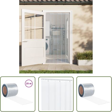 The Living Store Streifenvorhang Rolle PVC 2 mm x 200 mm 25m - PVC Streifenvorhang - Raumabgrenzung - Transparenter Vorhang - Türvorhang - Industrievorhang (1/5)