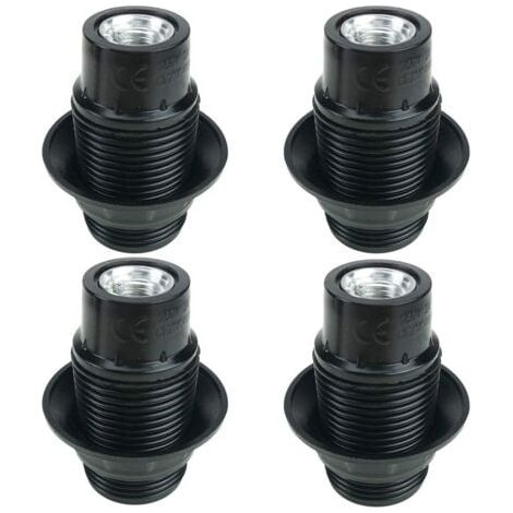 Portalámparas E14 negro, 4 casquillos E14, casquillos E14, casquillos sólidos, adaptador de casquillo negro (1/5)
