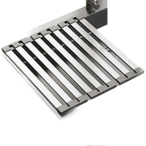 304 acier inoxydable Roll Up plat égouttoir pliable résistant à la chaleur vaisselle égouttoir (1/5)