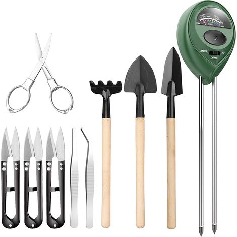 Testeur Sol - Humidité Lumière pH - Pour Plantes Intérieur Extérieur - Avec 9 Outils Bonsaï - 1 Pièce (1/5)