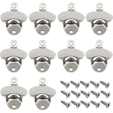 SABIR Ouvre Bouteille Mural Vintage, 10 Pièces Décapsuleur Mural Biere avec Vis de Fixation, Support Mural Décapsuleur pour Bars, Restaurants, Cafés, Cuisines (blanche) (1/5)