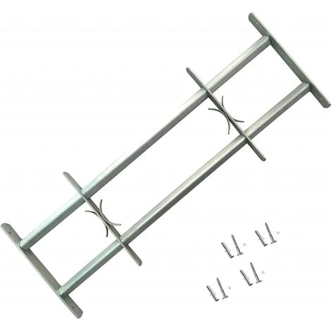 Grille de sécurité en acier galvanisé  2 traverses  500-650 mm  pour fenêtre  Protection anti-effraction Model141379