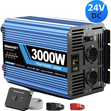 Onduleur de puissance, 3000W nominal, 6000W crête, 24V 3000W (6000W Pic) (1/2)