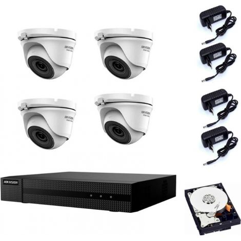 KIT VIDEOSORVEGLIANZA HIKVISION DVR 4 CANALI 4 TELECAMERE DOME 2 MPX HD 500gb