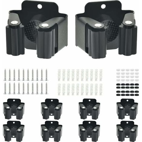 10 piezas de soporte para escobas de pared, soporte para electrodomésticos de acero inoxidable, juego de soporte para herramientas de jardín, soporte para escobas, escoba de pared, gancho para herrami (1/5)