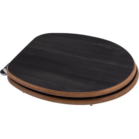 Tapa De Inodoro Universal De Mdf En Madera De Roble Oscuro (1/3)