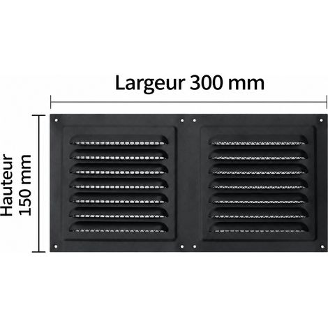 Grille d'aération murale à persiennes 150x300 mm noir avec moustiquaire 150 300 noir 250 g – Livraison gratuite
