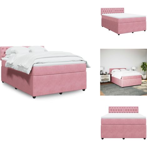 Sommier à lattes de lit avec matelas Rose 140x190 cm Velours - Sommier À Lattes De Lit - Sommiers À Lattes De Lit - Lit - Meuble De Chambre À Coucher (1/5)