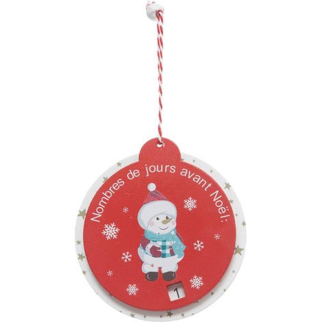 Baumschmuck aus Holz Kalender Schneemann rot 10cm - Atmosphera créateur d'intérieur