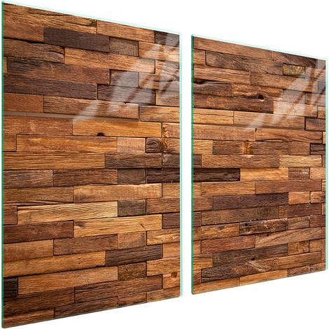 Plaque de protection en verre pour poêle 2x45x52 Bois (1/5)