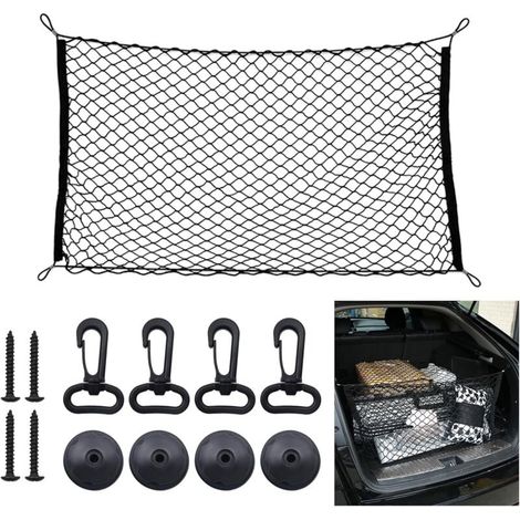 Red para equipaje de coche, 110 x 60 cm, red elástica de nailon para maletero, red protectora multifuncional para maletero de perros. (1/5)