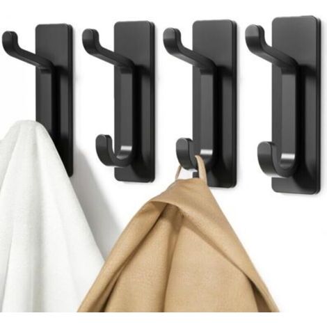 Crochet Adhesif Mural, Porte Serviette Salle de Bain, Accroche Torchon Cuisine, Porte Manteau Adhésif, Attache Murale Sans Percer, Etanche, Antirouille, Blanc, 6 Pièces