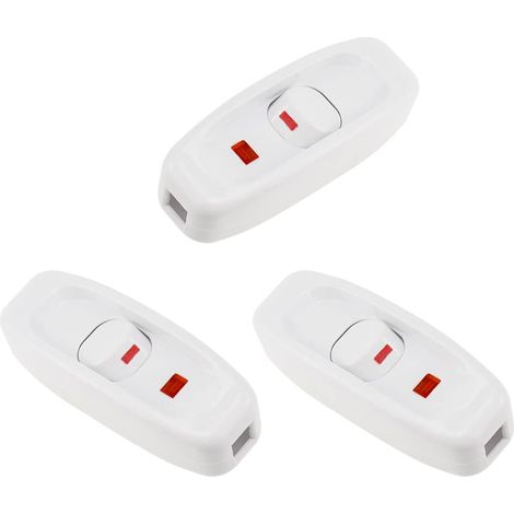 Zwischenschalter AC 250V 10A Lampenschalter mit kleiner Kontrollleuchte EIN/AUS Zwischenschalter am Kabel Schreibtischlampen-Kabelschalter für Tischlampen - 3 Stück