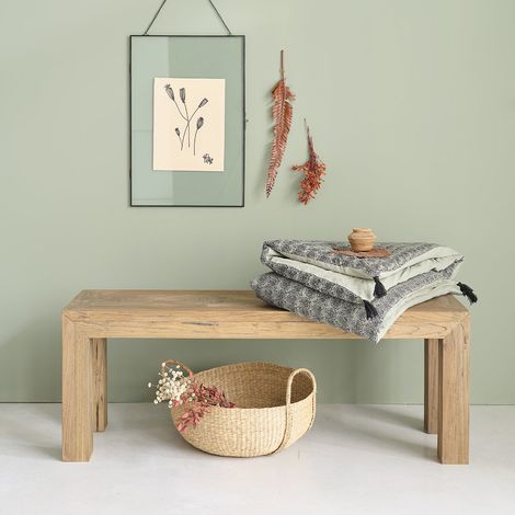 Banc en bois teck recyclé massif (1/5)