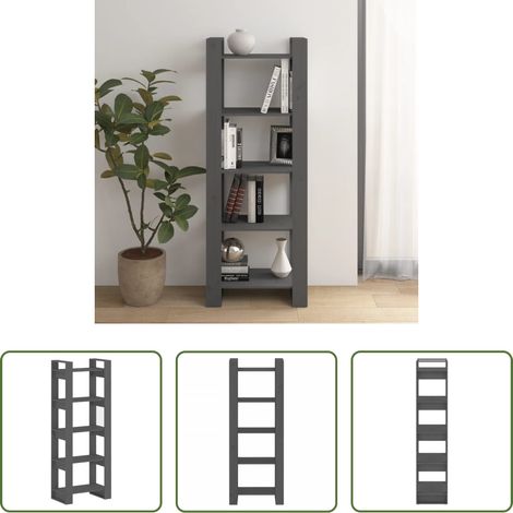 Bücherregal - Bücherregal/Raumteiler Grau 60x35x160 cm Massivholz (1/5)