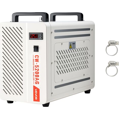 VEVOR Refrigeratore deAcqua Industriale per Macchina per Incisione Laser CW-5200AG, Sistema di Raffreddamento ad Acqua con Compressore per Taglio Laser da 650 W, Capacita 7 L, Portata Max 13 L/min
