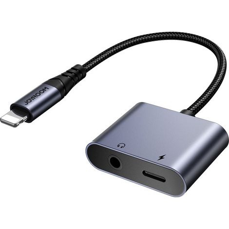 Adaptateur 2 en 1 pour chargeur iPhone + écouteurs Lightning / mini jack 3,5 mm noir (1/5)