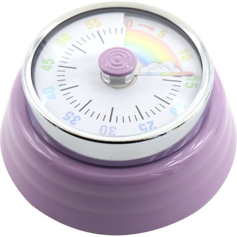 Visual Timer, Minuteur pour Cuisine,Minuteur Cuisine Aimanté Compte à Rebours de 60 Minutes, Horloge Mécanique sans Piles,Violet
