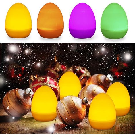 Lot de 12 œufs de Pâques lumineux à LED, fonctionnant sur piles, pour décorer votre maison, salon ou jardin. (1/5)