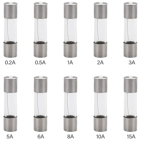 5x 20mm AGC Portes-fusible en Ligne Type à vis Inline avec Fil 22 AWG + 5x 20mm fusibles en Verre Coup Rapides (0.2A 0.5A 1A 2A 3A 5A 6A 8A 10A 15A) (1/3)