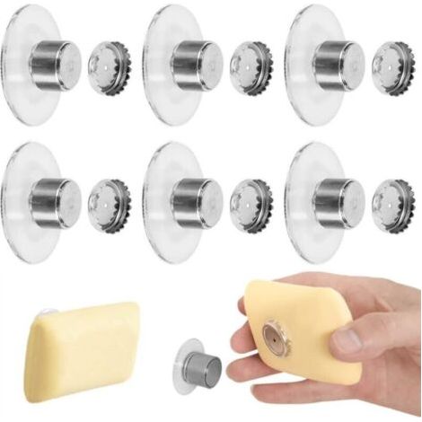 FENOPLASTICALot de 6 porte-savons magnétiques à ventouse, supports de savon muraux pour salle de bain avec aimants puissants, sans perçage nécessaire - conviennent aux salles de bain, lavabos, baignoi