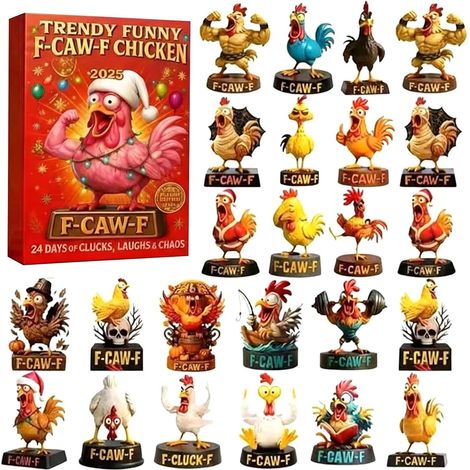 2D-Adventskalender-Anhänger aus Acryl  Cartoon-Hühnchen-Anhänger 2025 – Adventsgeschenk für Männer, Frauen, Jungen und Mädchen (1/5)